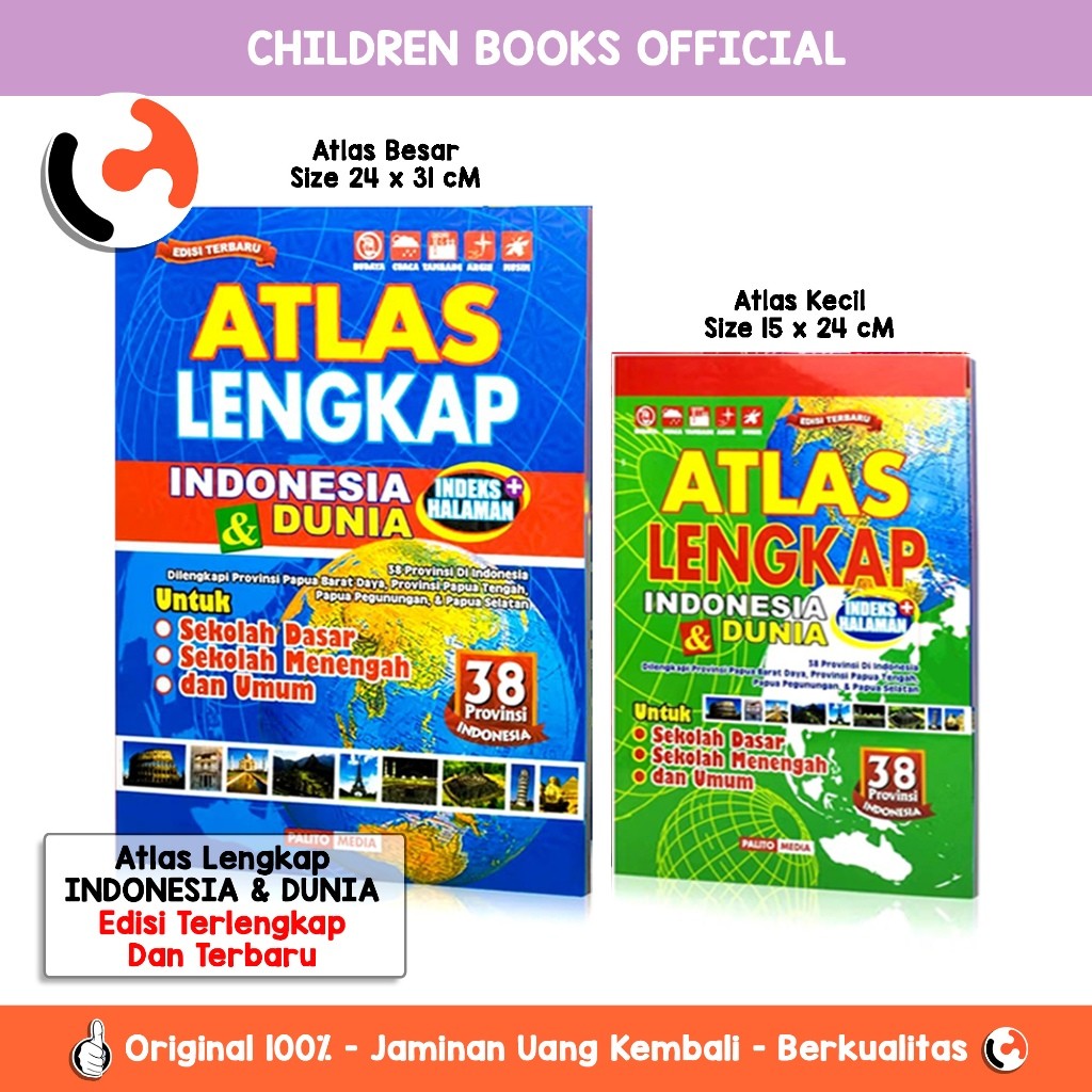 Atlas Latest Edition Atlas Global Indonesia-World 38 Propinsi Indonesia ...