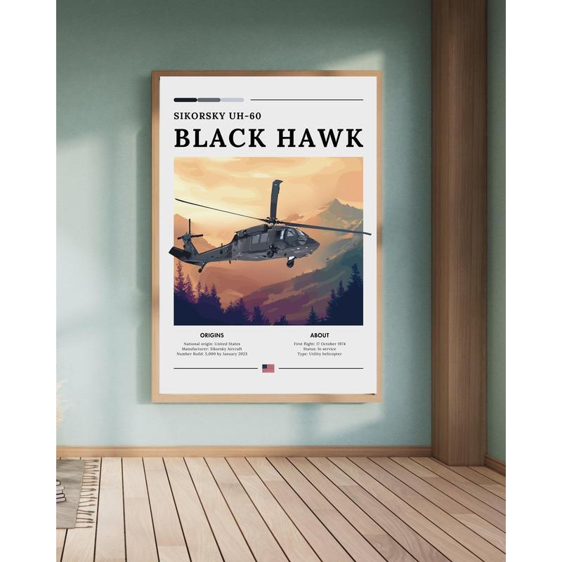 Sikorsky UH-60 Black Hawk Poster – Military Aviation ,Poster excluding ...