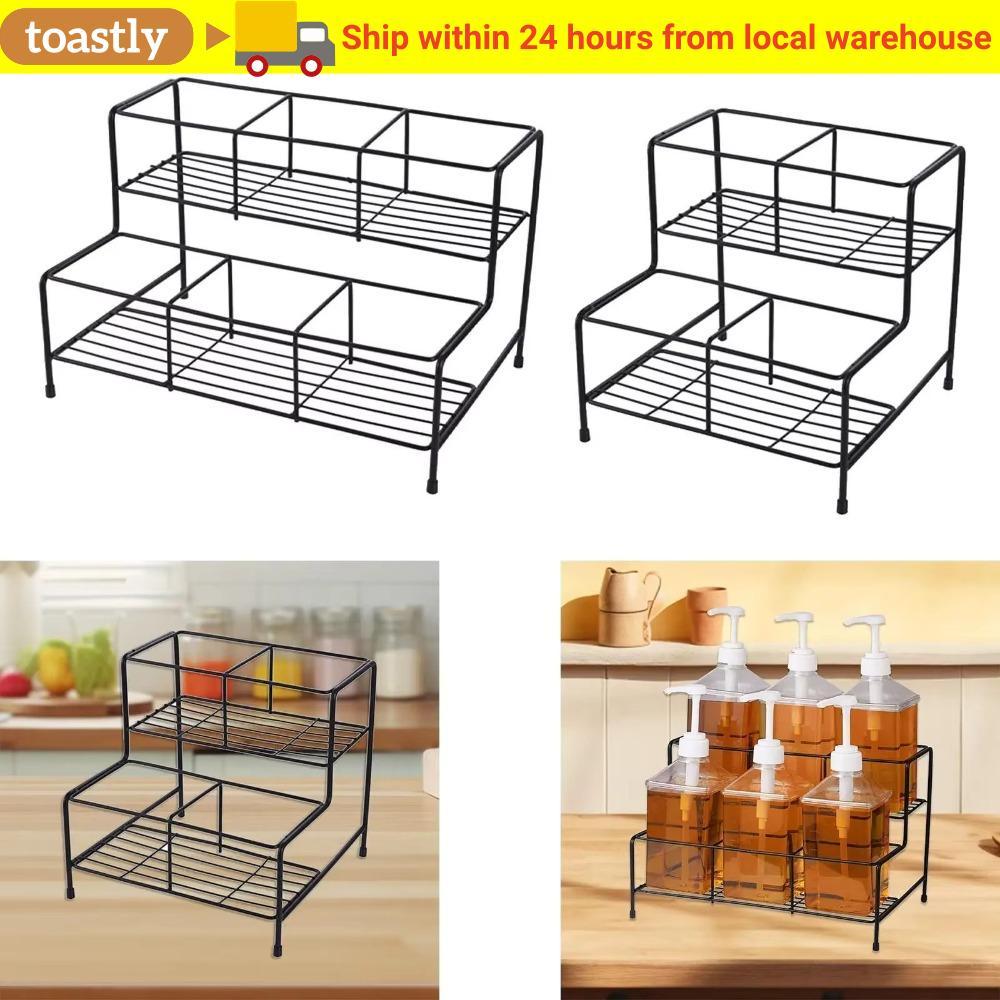 TOASTLY Coffee Syrup Rack, 4/6 Grids Metal Syrup Bottle Display Stand ...