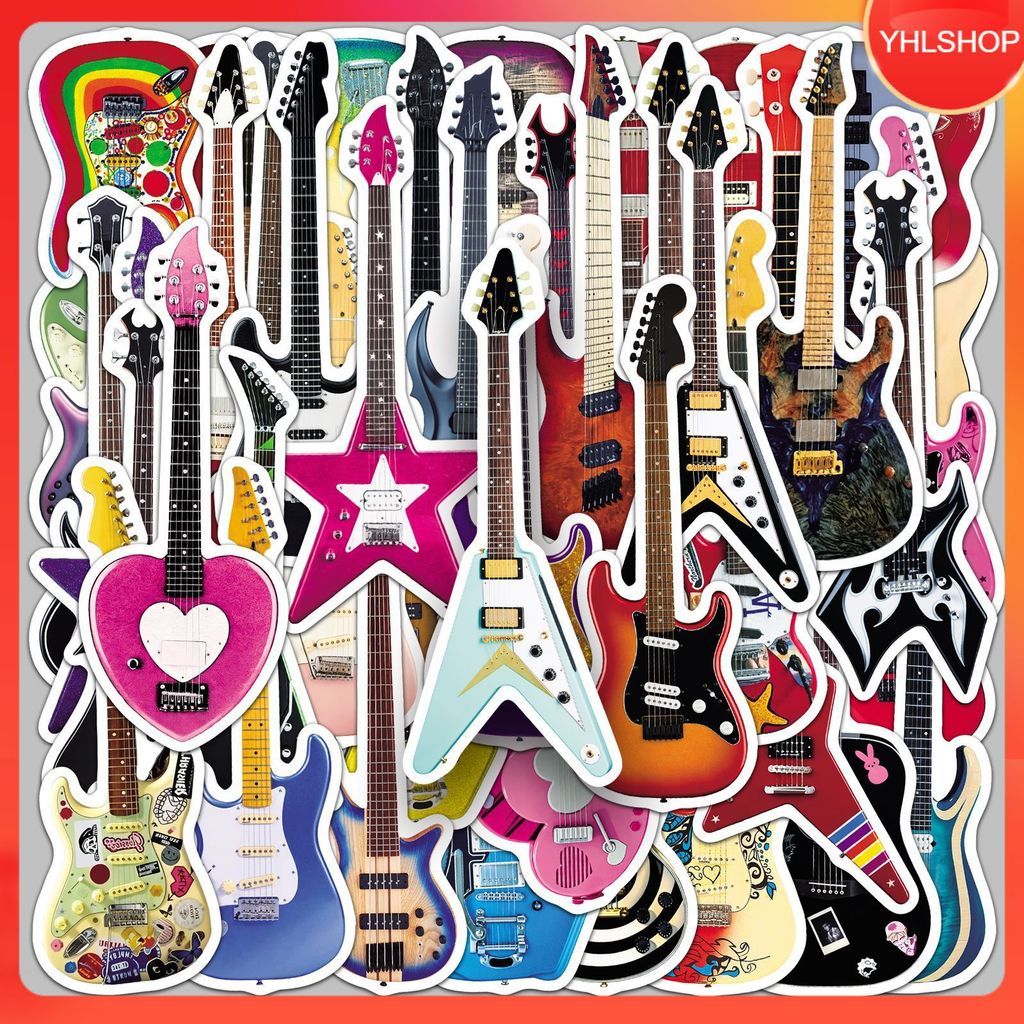 Shipped From Thailand 50 Types Of Guitar Stickers Various Musical ...