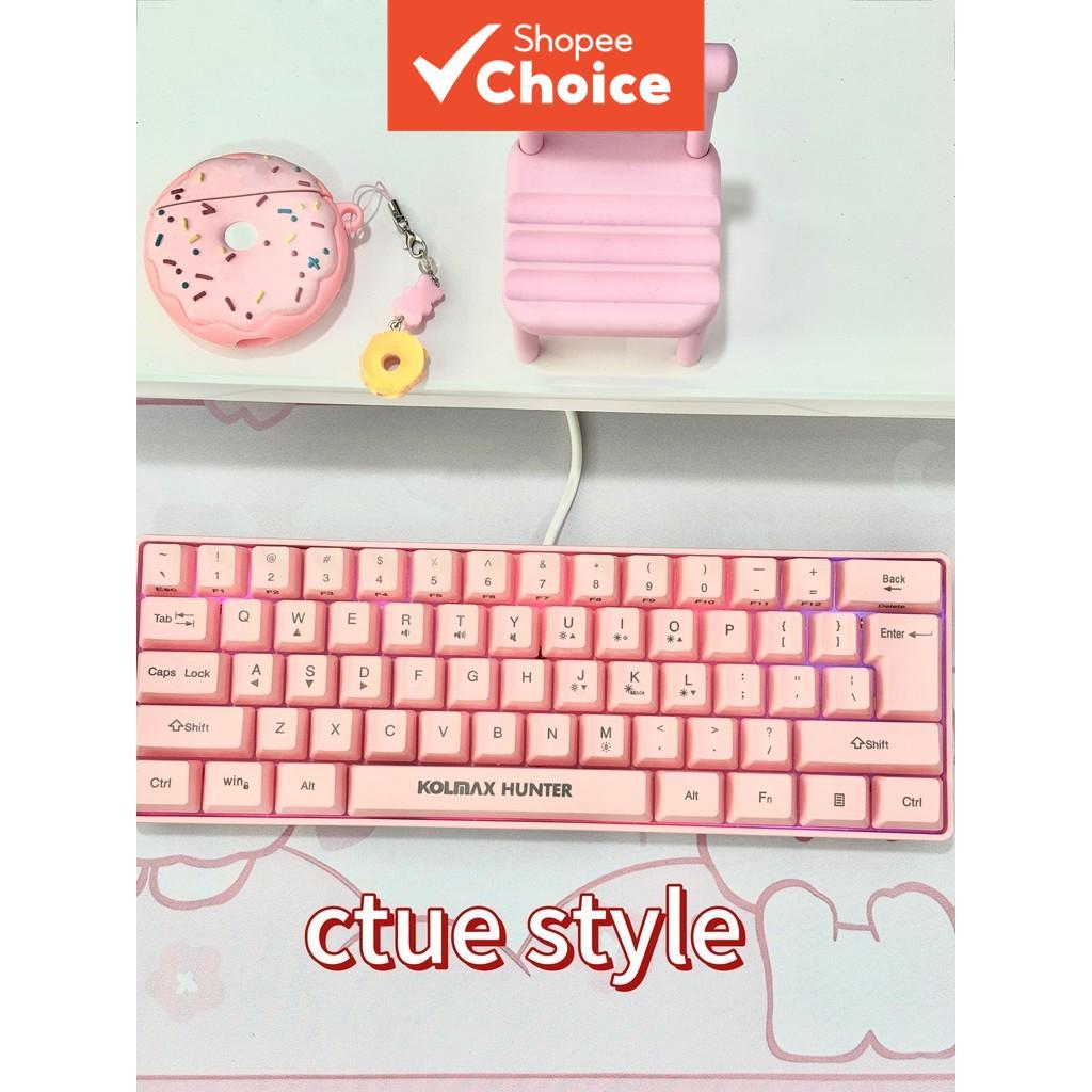 Pink mechanical keyboard wired gaming keyboard LED lighting effect ...