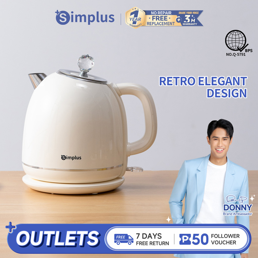 Simplus Electric Kettle Double Wall Water Boiler Heater Stainless Steel ...
