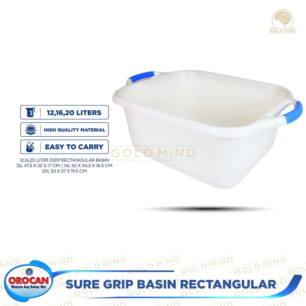 Orocan Deep Rectangular Basin 20 LITERS - Gold Mind | Shopee Philippines