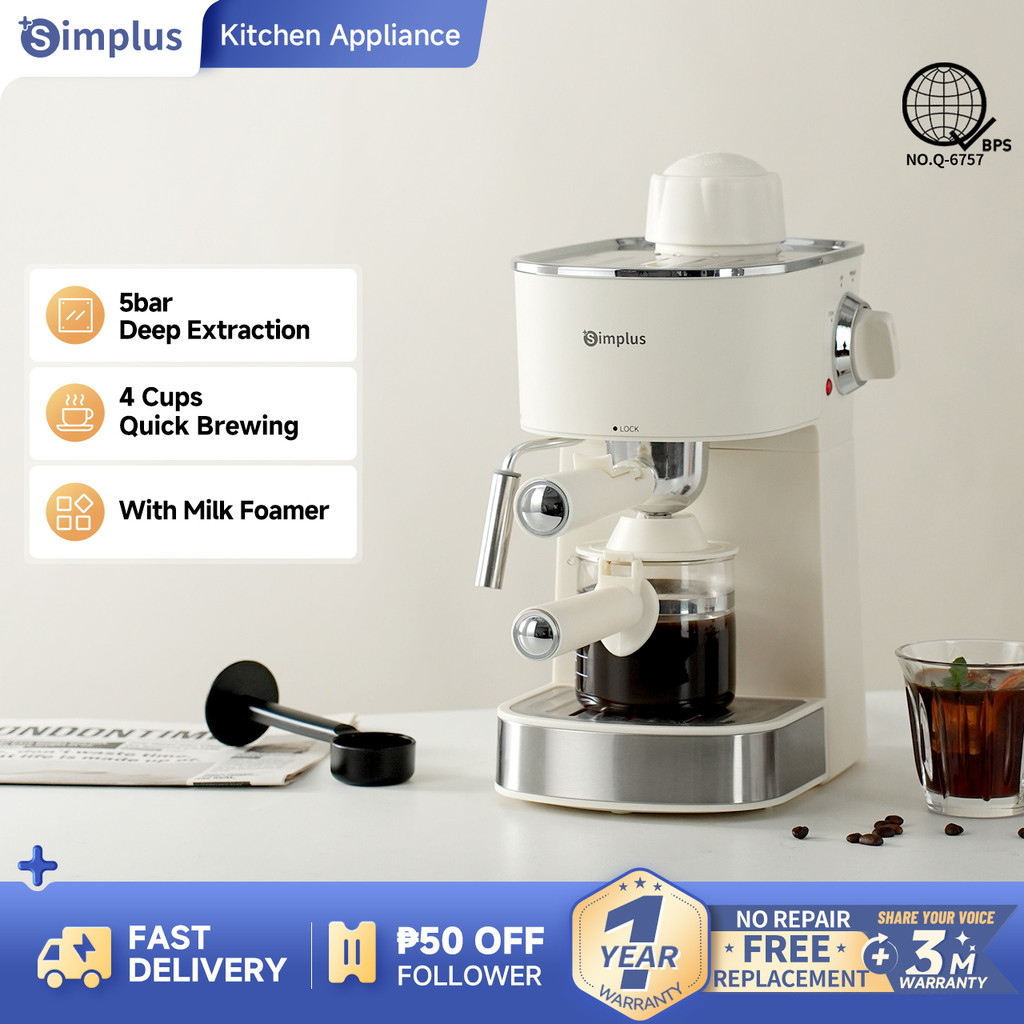 Simplus Semi-Auto Espresso Maker - 5Bar Coffee Machine w/240mL Tank ...