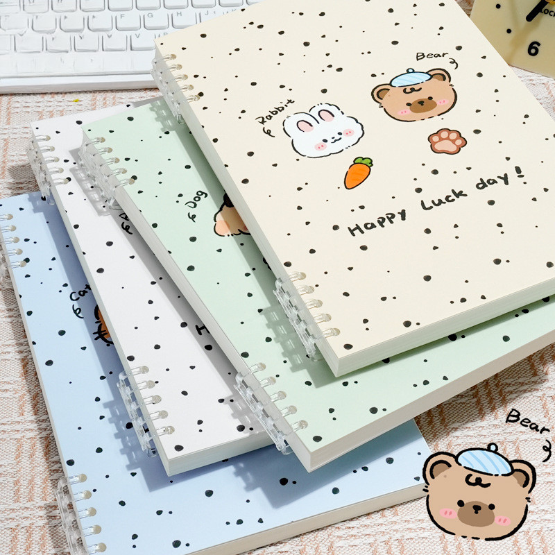 4Pcs A5 Macaron Spiral Notebook 60 Sheets Double Coil Design Notebook ...