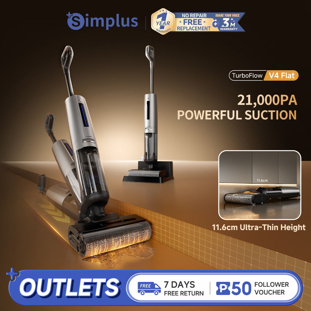 Simplus Wet & Dry Vacuum Cleaner 180° Flat Lying Mopping Dry Suction 21 ...