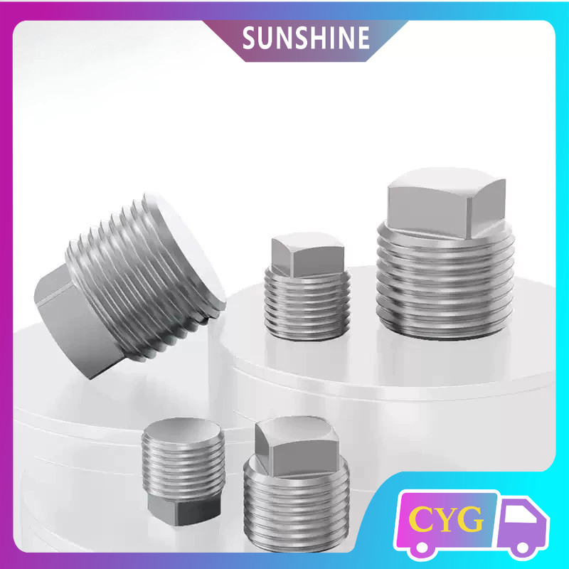 304 Stainless Steel Square Head Cap Fittings Plug Male Thread Cap Plug ...