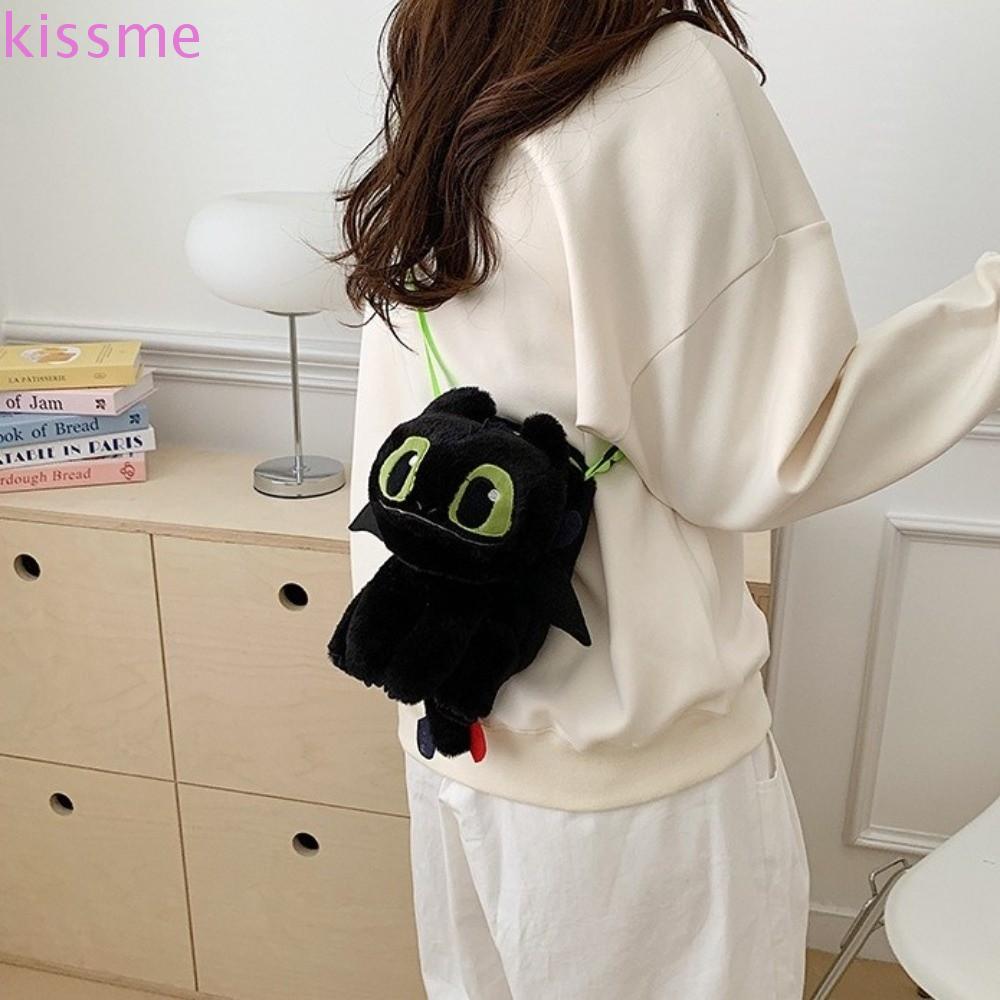 KISSME Toothless Crossbody Bag, Cartoon Plush Light Fury Doll Bag ...