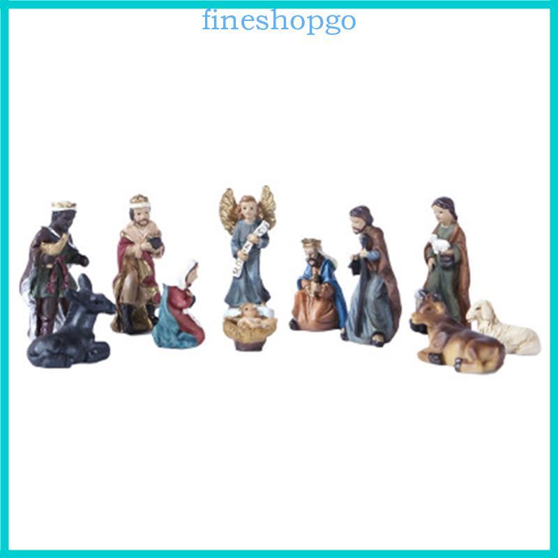 Fine Christ Nativity Statue Scene Set Baby Jesus Manger Figurines Resin ...