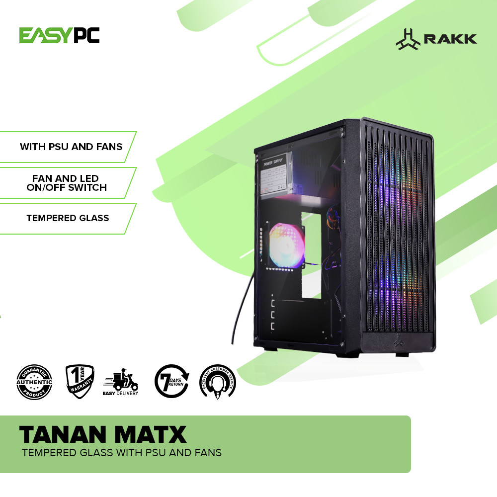 EasyPC | RAKK TANAN MATX Tempered Glass with PSU and Fans | Shopee ...
