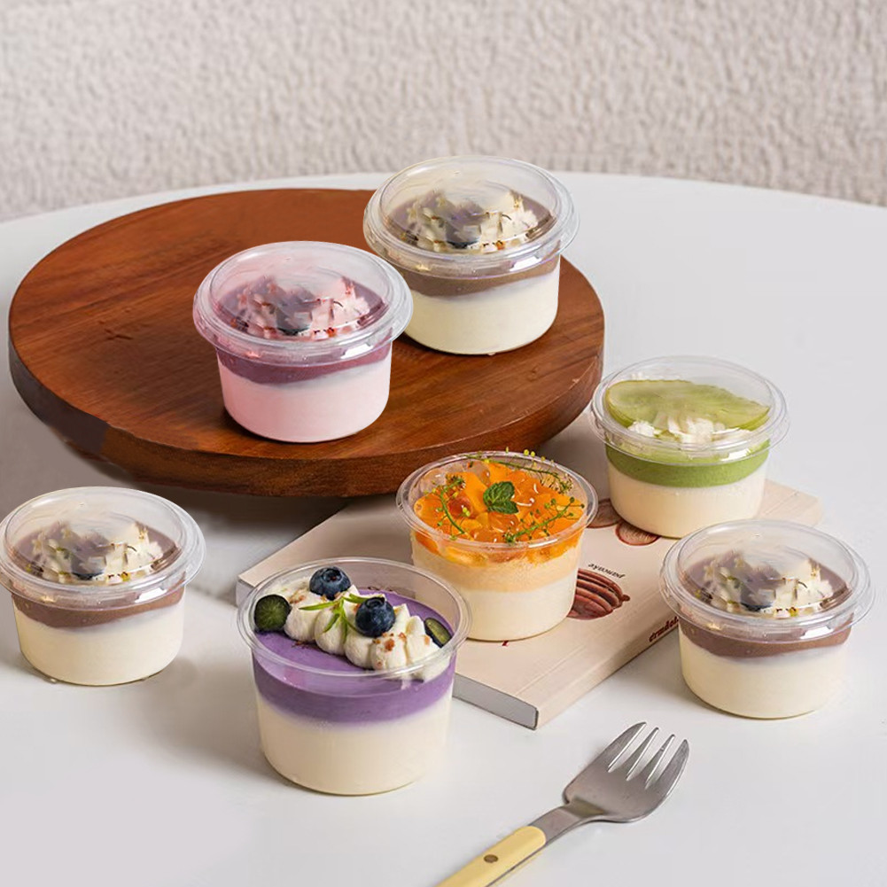 50pcs Transparent Dessert Packaging Boxes with Lids for Pudding and ...