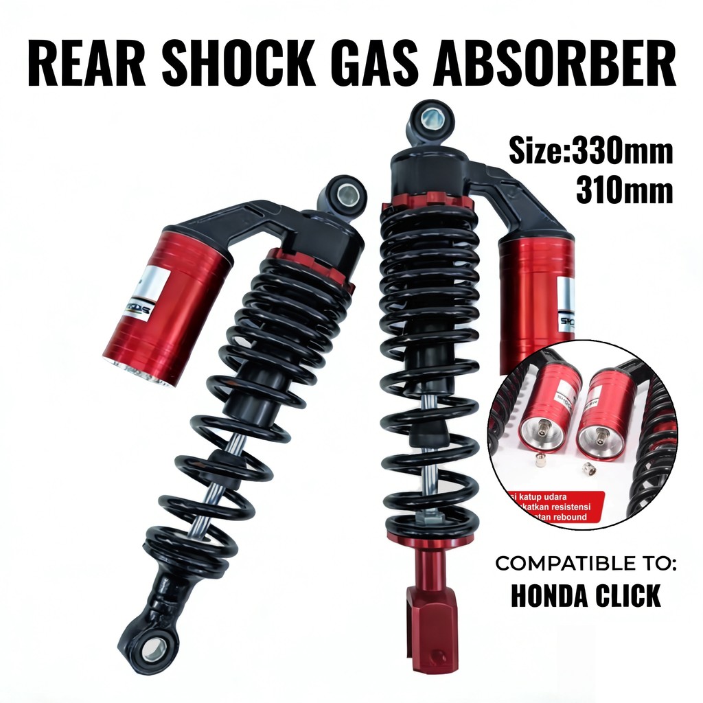 【COD】HONDA CLICK V1 V2 V3 REAR SHOCK GAS ABSORBER W/ BASO 330MM 310MM ...