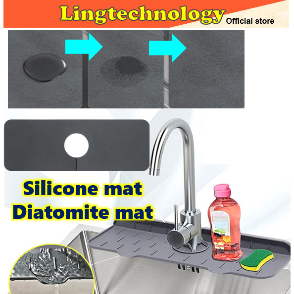 Tap faucet sink water catcher splash guard fast drying Diatomite mat ...