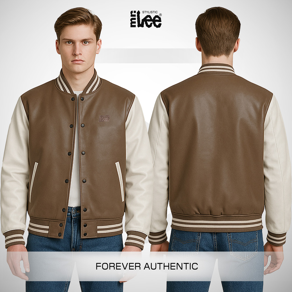Stylistic Mr. Lee Men's Basic Leather Jacket 187290 (Khaki) | Shopee ...