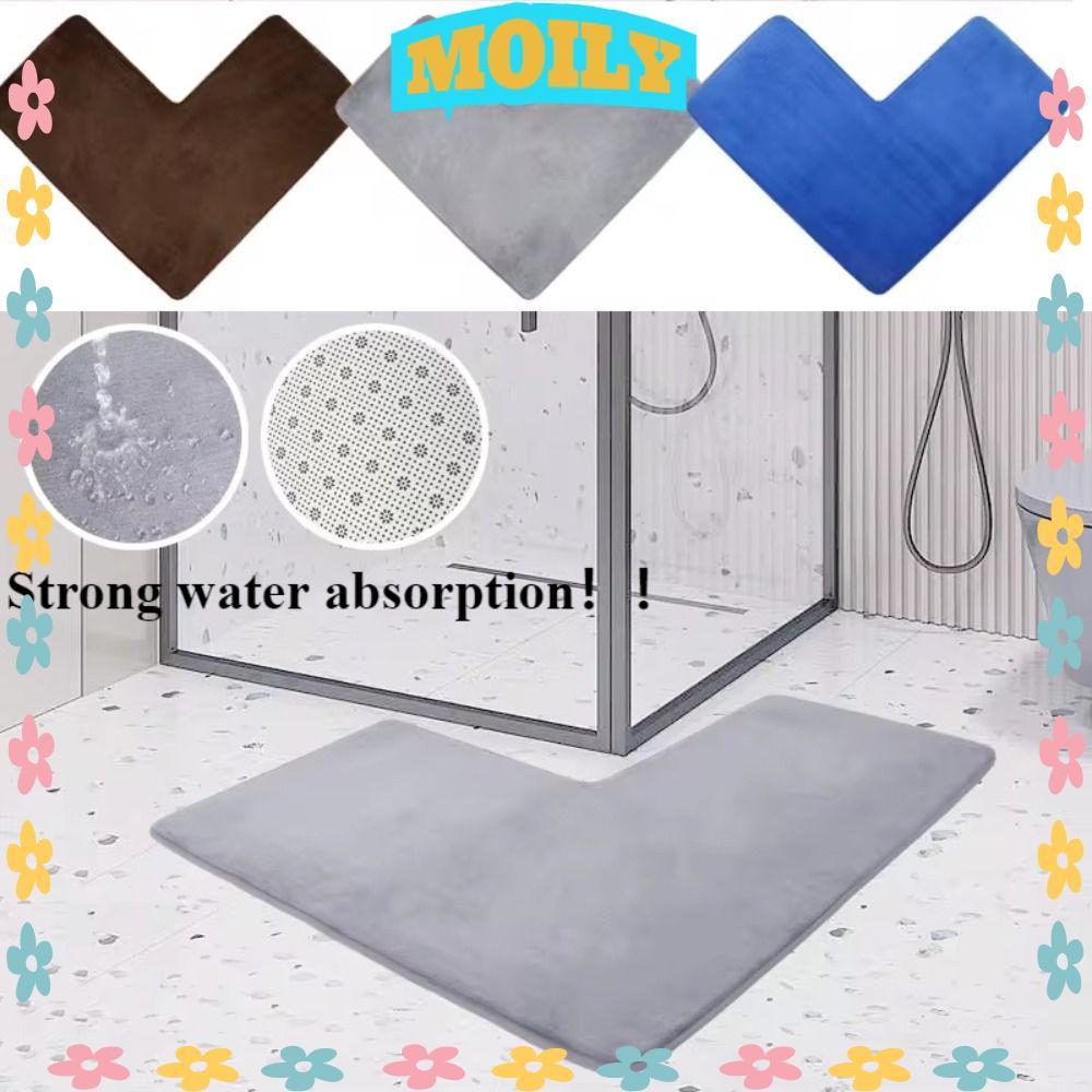 MOILYPH Bathroom L-shaped Rug, Non Slip Corner Soft L-shaped Floor Mat ...