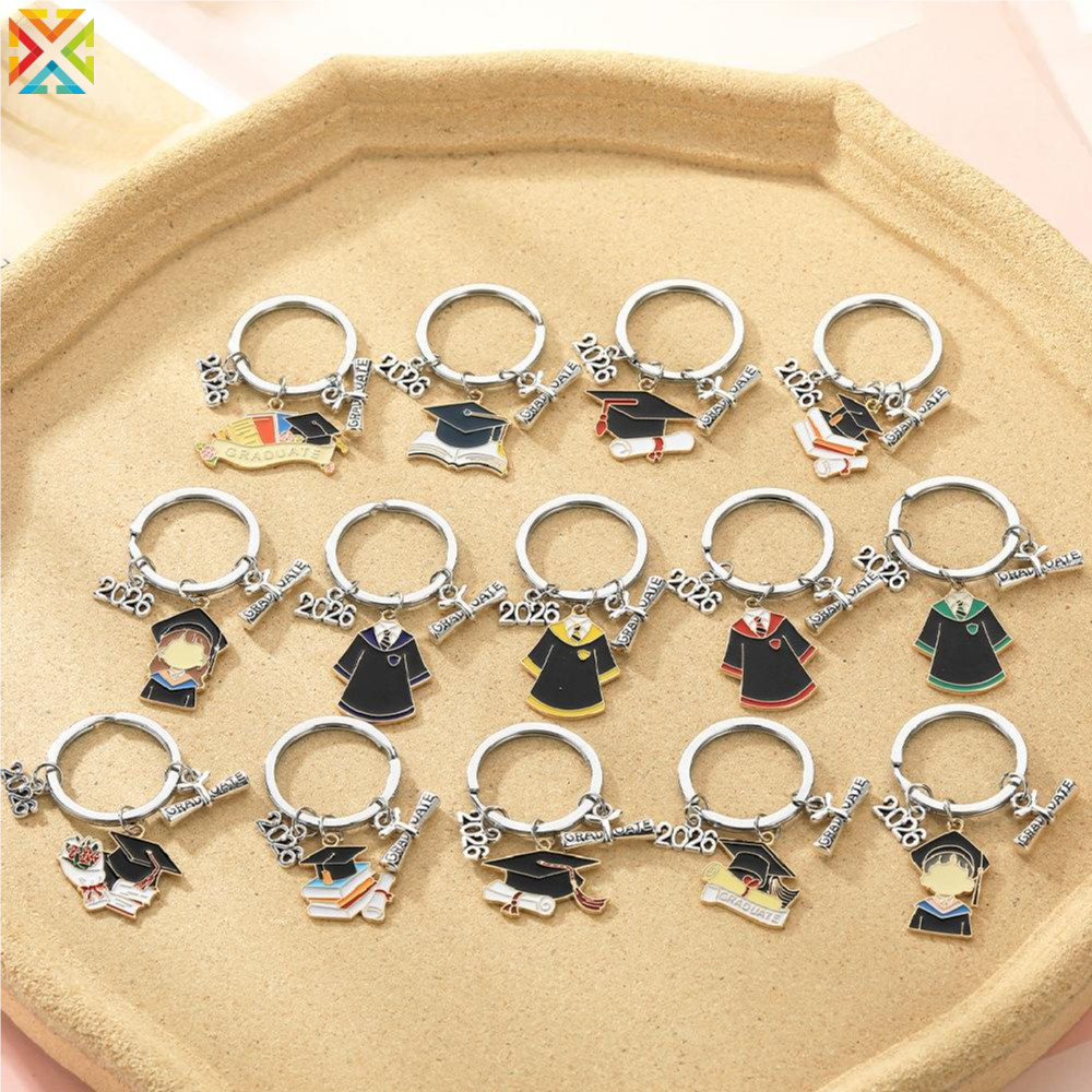 2026 Graduation Metal Keychain with Grad Cap Gown Diploma Charm Key ...