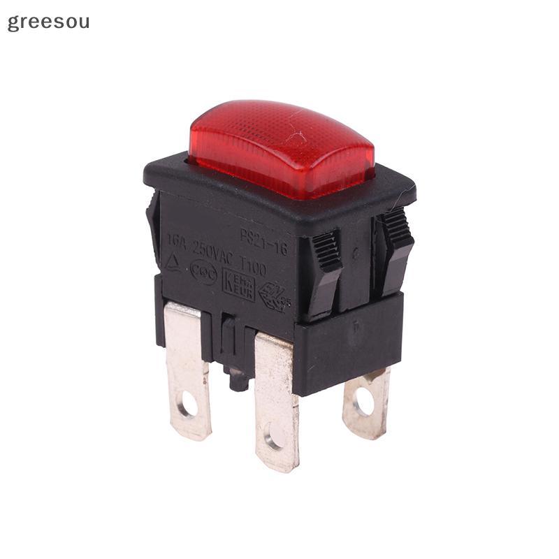 greesou Red 4Pins 16A Self-Lo On Off Push Button Roer Switch PS21-16 ...