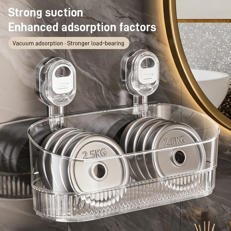 Acrylic Suction Storage Rack Punchfree Bathroom Drain Rack Shelf Wall ...