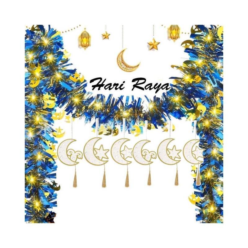 2026 Hari Raya Decoration Eid Raya Wooden Pendant Decoration 2 Meters ...