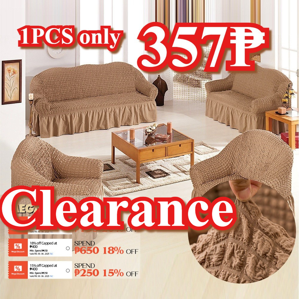 1/2/3/4 Seater Skirt Sofa Cover Seersucker Sofa Protector SofaCover ...