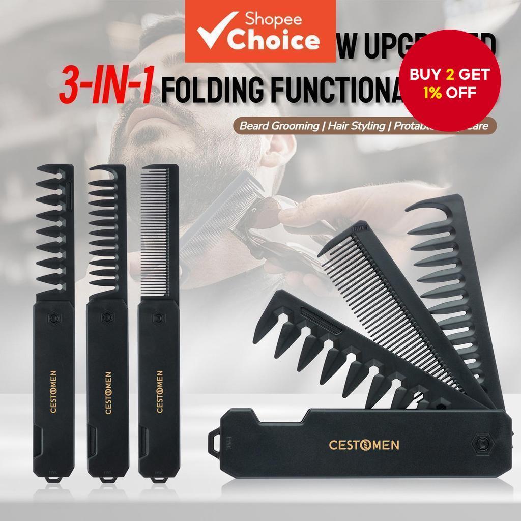 Multifuncional Portable Plastic Folding Pocket Combs Men Oil Head Beard ...