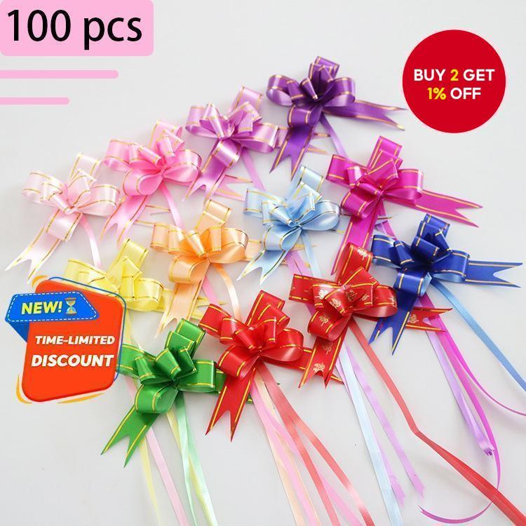 100pcs No.18 Multicolor Easy Magic Ribbon Bows 18x350mm for Gift Box ...