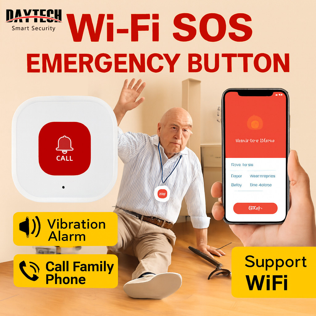 Daytech WiFi Caregiver Pager Smart Wireless Call Button Emergency Alert ...