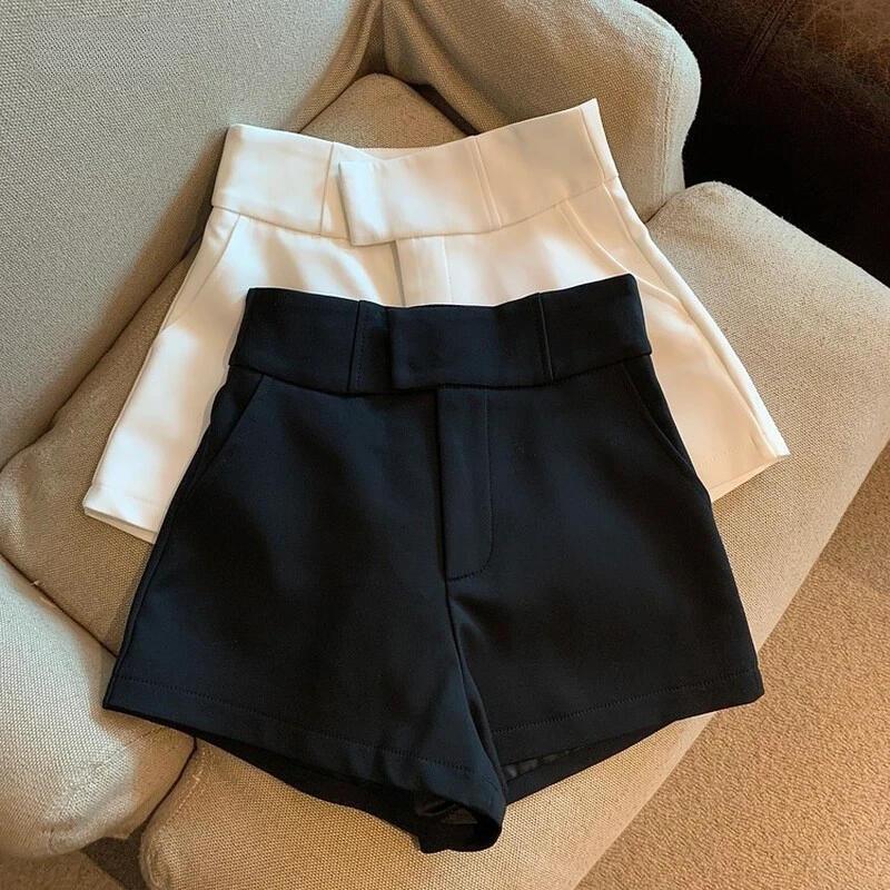 White Suit Shorts, Women'S High Waisted A-Line Pants, Summer Black ...