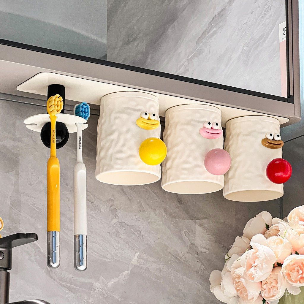 Tooth Cup Inverted Mouthwash Cup Toothbrush Holder Wall-Mounted No ...