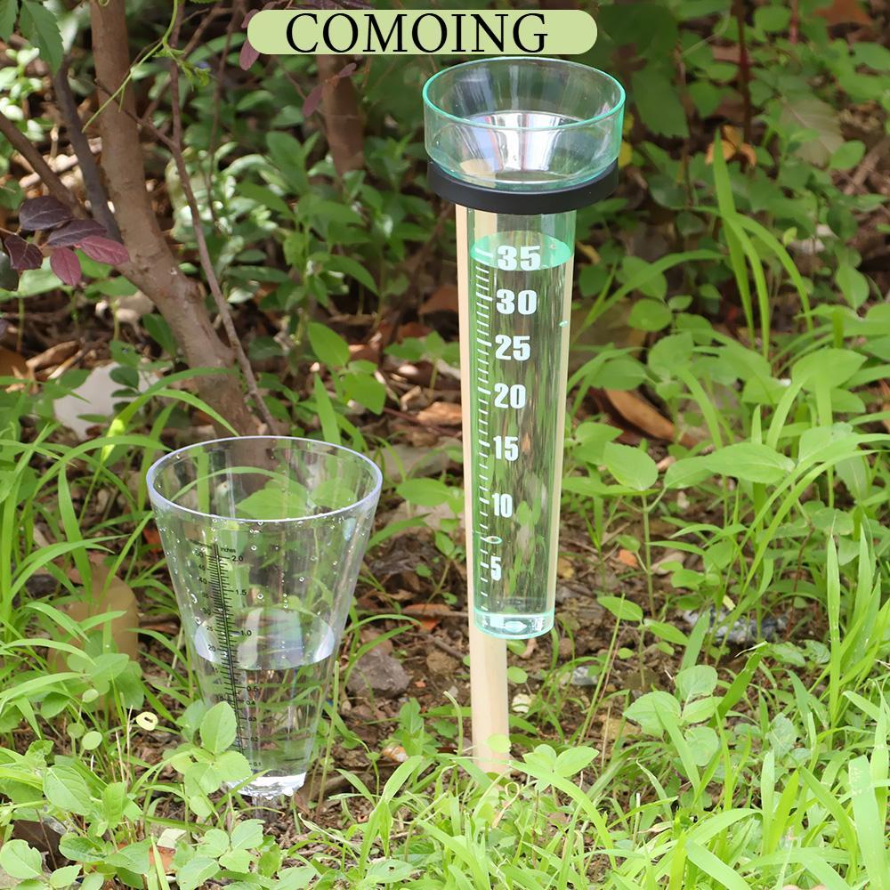 COMOING Rain Gauge Outdoor Gauging Tools Wooden Ground Stake Easy-Read ...