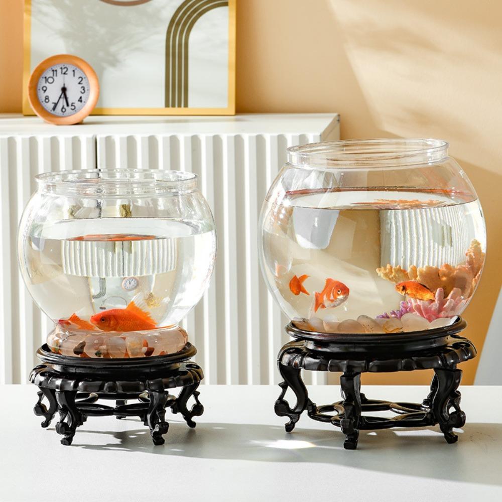 NICKOLAS Transparent Round Fish Tank, Plastic Portable Fish Bowl, Home ...