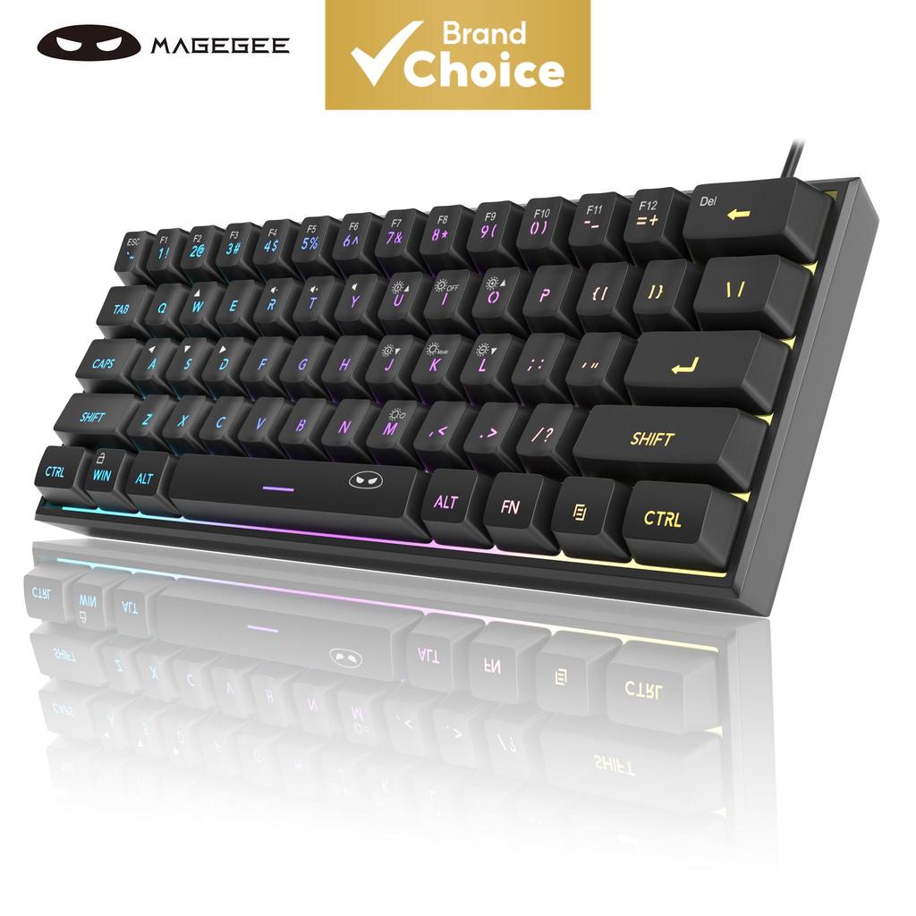 MageGee Mini 60% Gaming Keyboard, RGB Backlit 61 Key Ultra-Compact ...