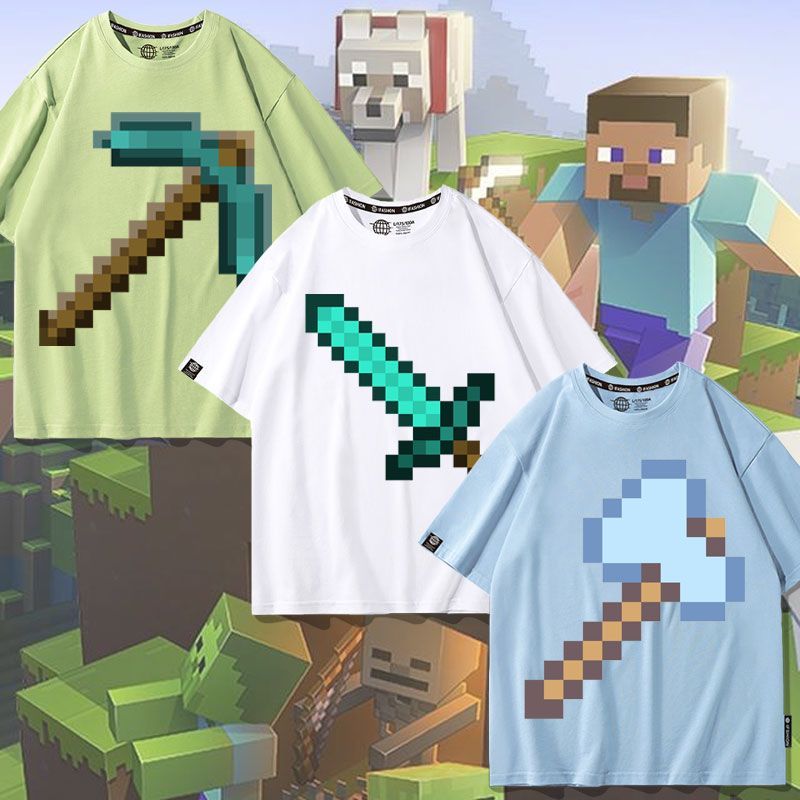 2026 New Style Minecraft Co-Branded Short-Sleeved T-Shirt Boys ...