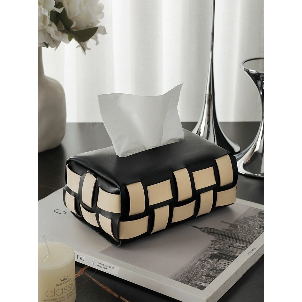 Light Luxury Woven Leather Dining Table High-End Tissue Box | Shopee ...