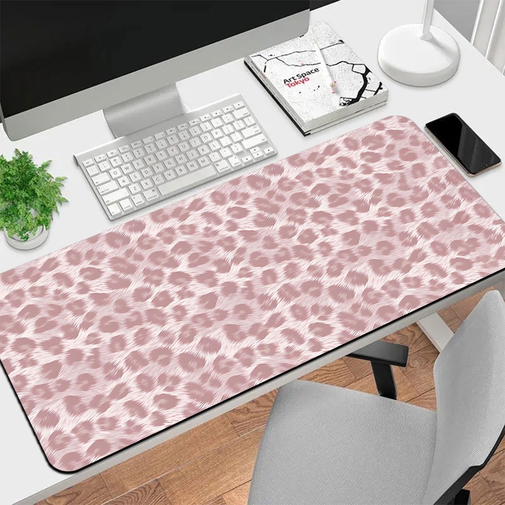 Pink Leopard Computer Table Mouse Pad Anti-Slip Extended Gaming Desk ...