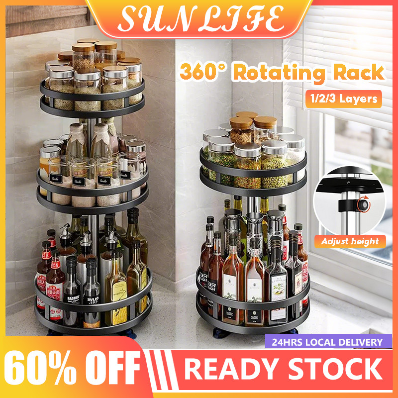Sunlife 360° Rotating Adjustable Condiments Organizer Heavy Duty Metal ...
