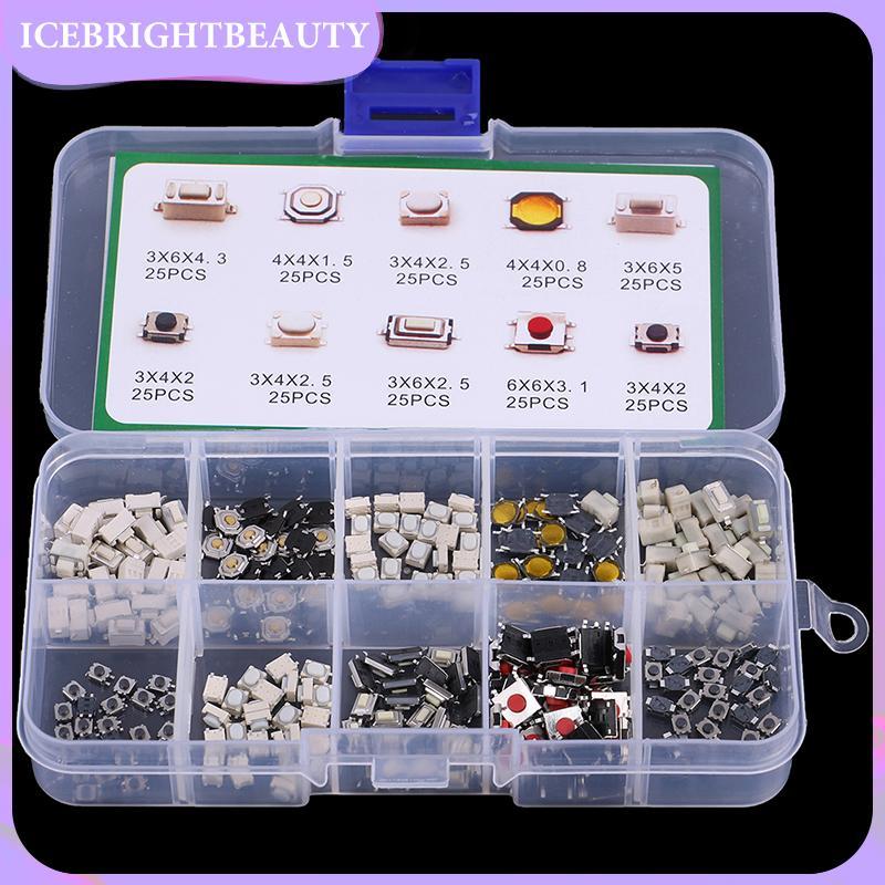 HB 250Pcs 10 Types Tactile Push Button Switch Car Keys Button Touch ...