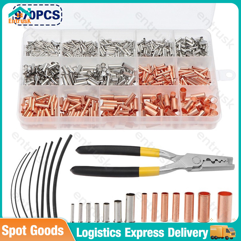 970pcs Copper Connecting Pipe Wire Joint Small Copper Tube Terminal ...