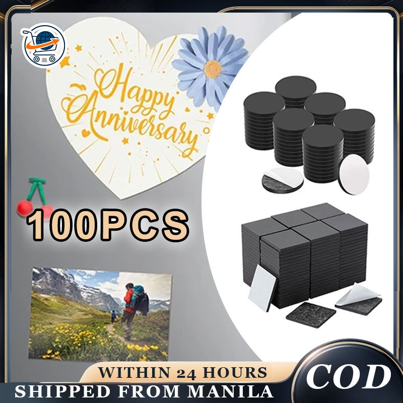100Pcs Self-adhesive Magnetic Round/Square Magnet Stickers for Fridge ...