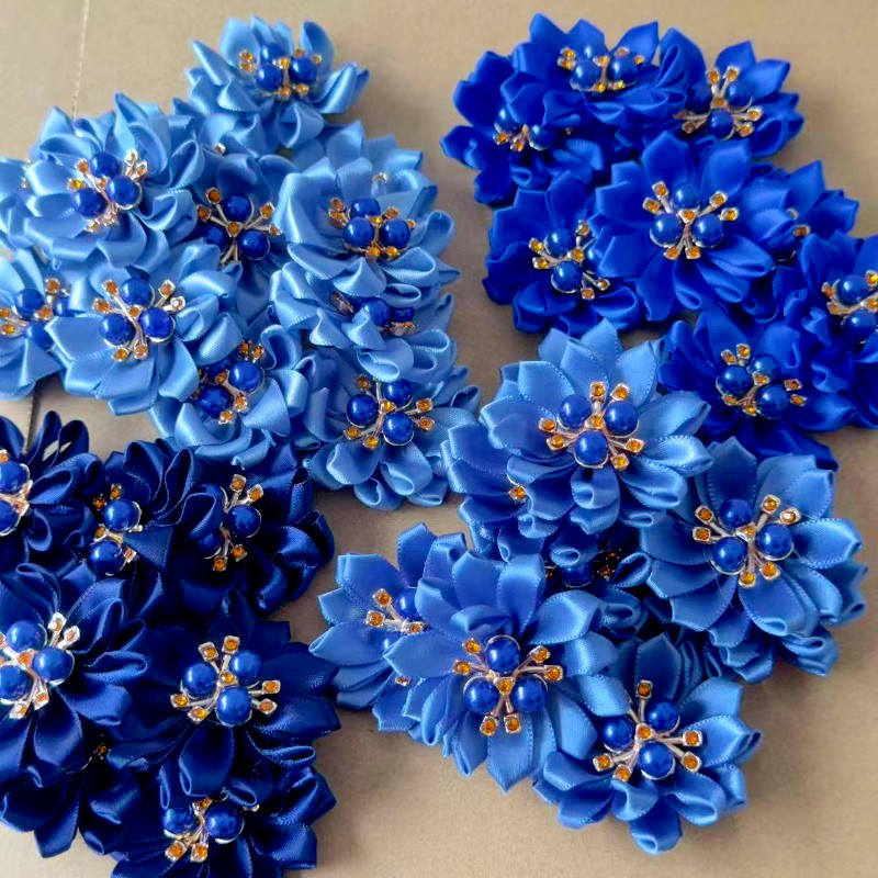 10pcs handmade dusty blue Flower with pearl buds use for DIYdress ...