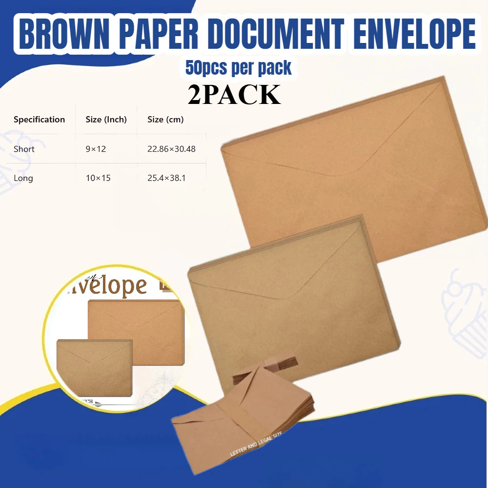 [Inv] 100PCS BROWN ENVELOP LONG / SHORT OFFICE & SCHOOL SUPPLIES ...