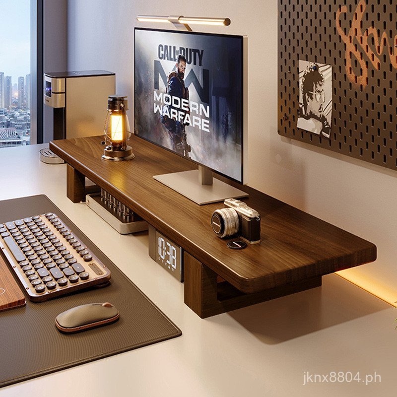 Desktop Heightening Rack Storage Rack Walnut Color Desktop Solid Wood ...