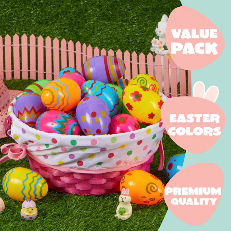 10Pcs Easter Egg Plastic Colorful Pattern Fillable Egg Box DIY Craft ...