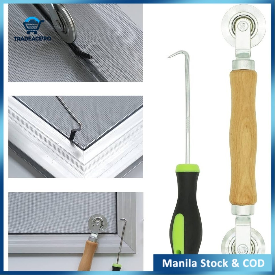 Wooden Handle Stainless Steel Gauze Window Spline Roller Tool for ...