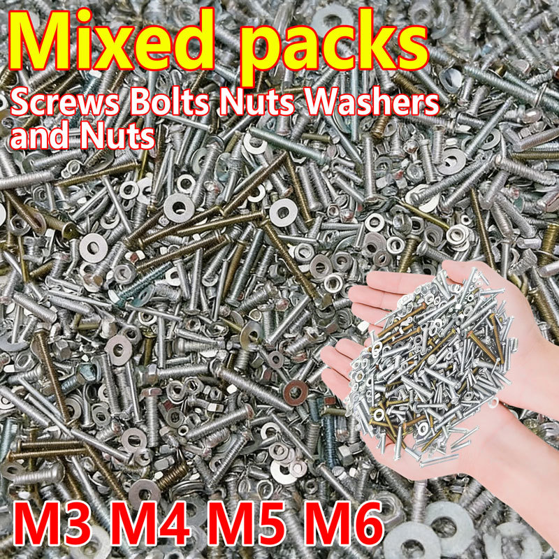 M3M4M5M6 Mixed Screws (Mix Half A Pound) Hexagon Hex Socket Screws Bolt ...