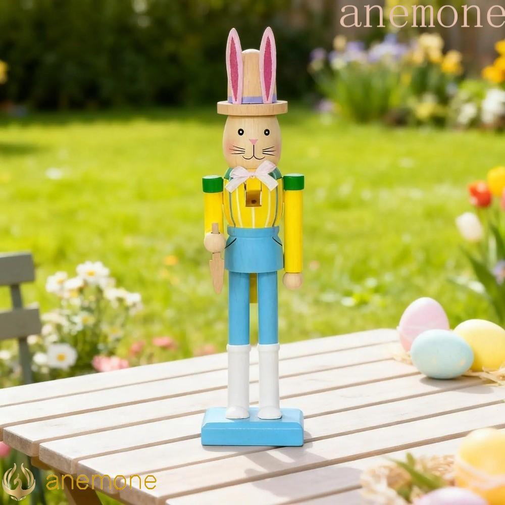 ANEMONE Easter Rabbit Nutcracker, Handmade Cute Wooden Bunny Statue ...