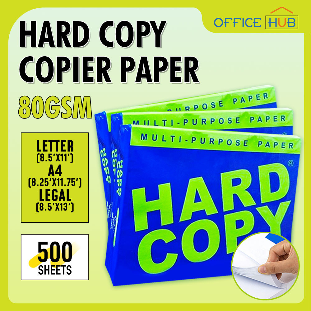 Hard Copy Bond Paper Short / A4 / Long 80gsm 500 Sheets Sub.24 | Shopee ...