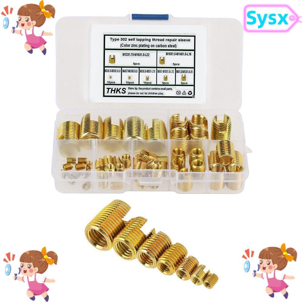 SYSX 50pcs Threaded Inserts Kit, Brass Storage Self Tapping Inserts ...