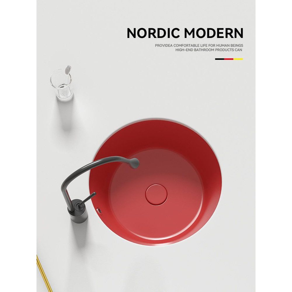 Ceramic Embedded Bar Under Counter Basin Wine Red Round Single Basin ...