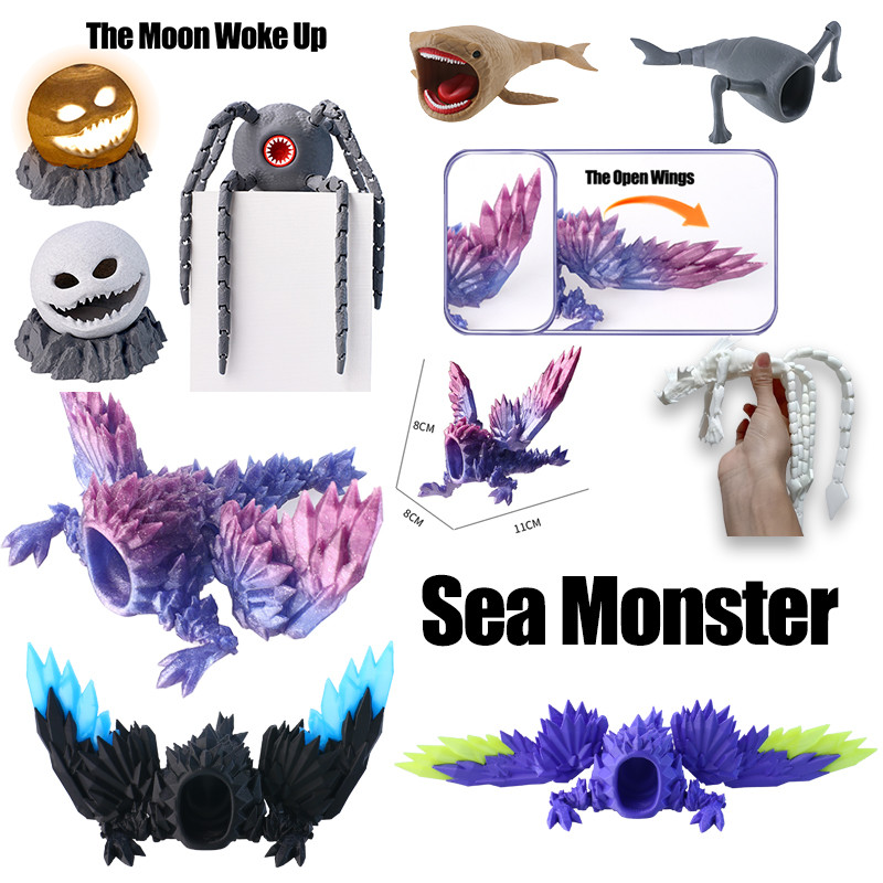 The Bloop Sea Eater El Gran Maja 3D Printing Sea Monster Action Figure ...